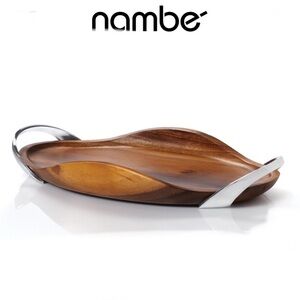 Nambe Bella Wood Handled Tray - 18in. NWT 136$